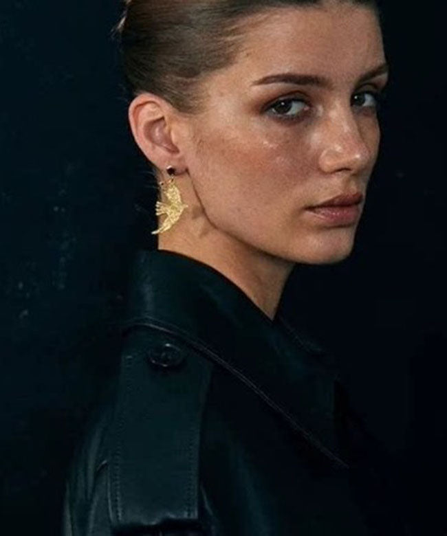 Bohemian Gold loy Zircon Dove Of Peace Drop Earrings