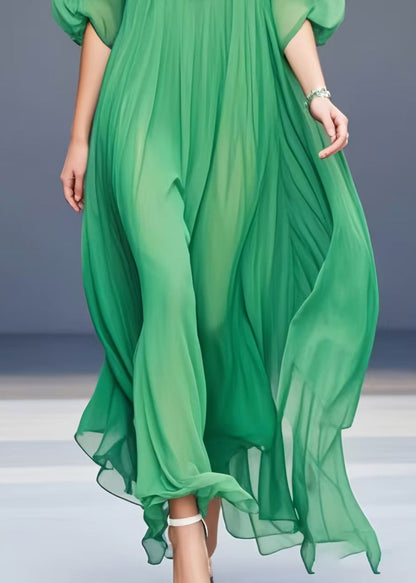Bohemian Grass Green Oversized Draping Chiffon Dress Summer