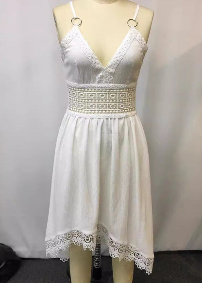 Bohemian-Green-V-Neck-Plaid-Button-Chiffon-Long-Dress-Sleeveless