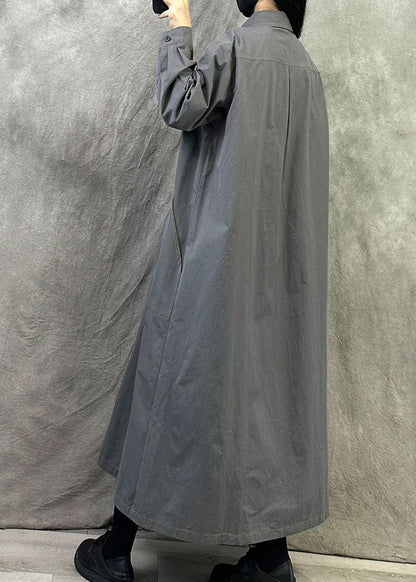 Bohemian Grey Oversized Cotton A Line Dresses Fall