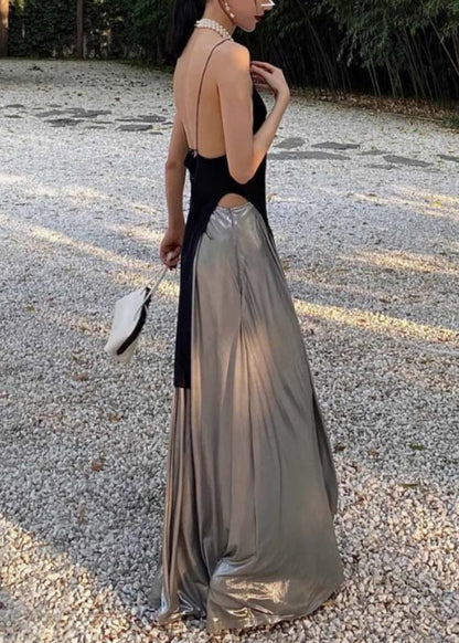 Bohemian Halte Backless Top And Pants Skirt Two-Piece Set Sleeveless