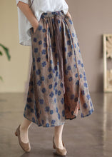 Load image into Gallery viewer, Bohemian Red geometry Elastic Waist Print Linen Skirts Summer