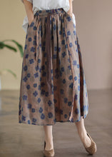 Load image into Gallery viewer, Bohemian Red geometry Elastic Waist Print Linen Skirts Summer