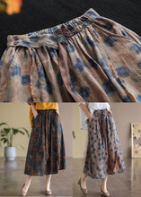 Load image into Gallery viewer, Bohemian Red geometry Elastic Waist Print Linen Skirts Summer
