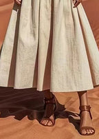 Bohemian Khaki High Waist Patchwork Linen Skirts Summer