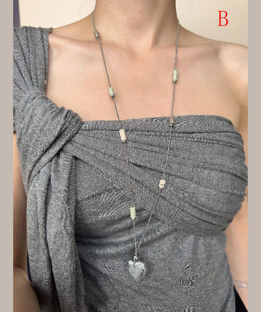 Bohemian Love Heart Pendant Titanium Steel Long Necklace