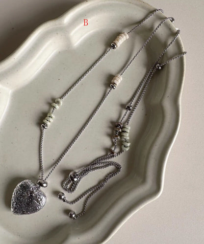 Bohemian Love Heart Pendant Titanium Steel Long Necklace