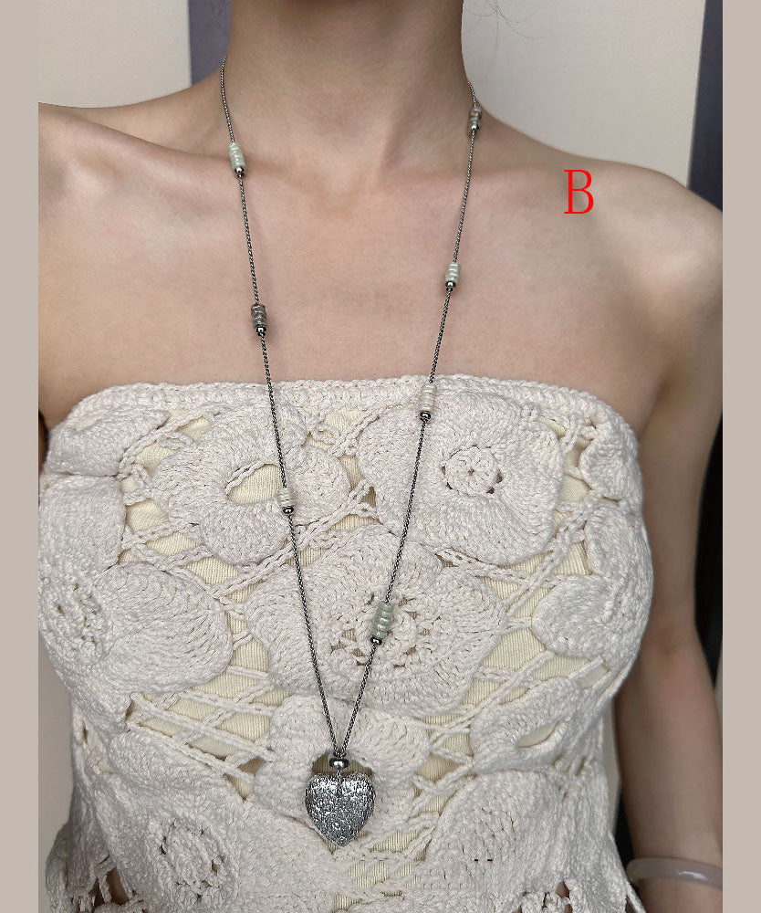 Bohemian Love Heart Pendant Titanium Steel Long Necklace