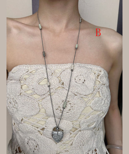 Bohemian Love Heart Pendant Titanium Steel Long Necklace