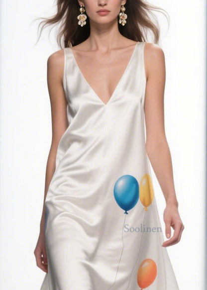 Bohemian Milk White Ruffled Print Silk Vestidos Dress Summer