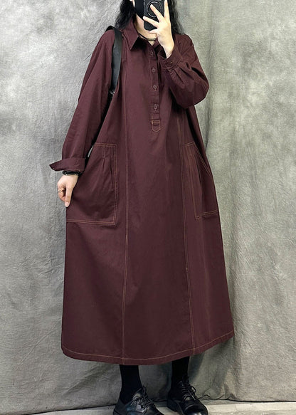 Bohemian Mulberry Oversized Cotton Maxi Dresses Fall