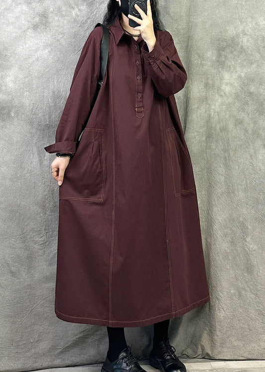 Bohemian Mulberry Oversized Cotton Maxi Dresses Fall