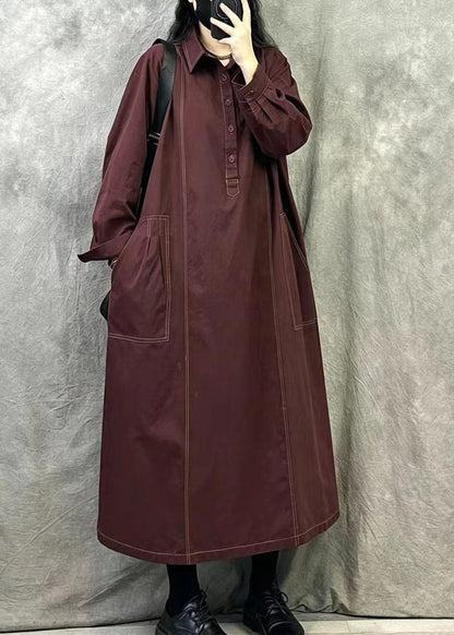 Bohemian Mulberry Oversized Cotton Maxi Dresses Fall