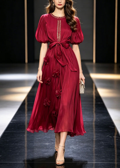 Bohemian Mulberry Rhinestone Floral Chiffon Vacation Dresses Summer