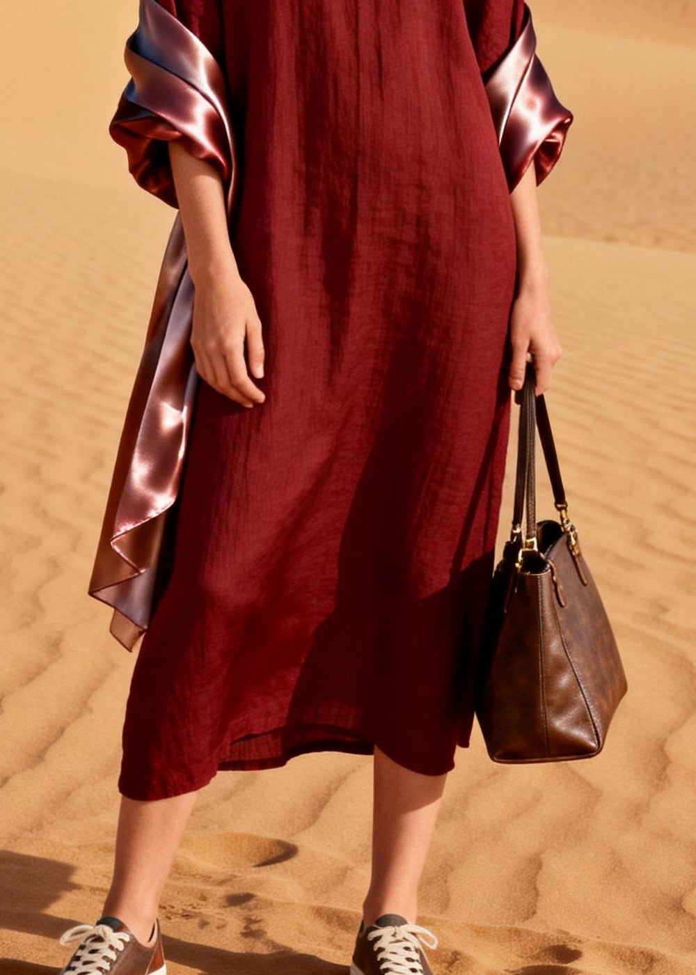 Bohemian Mulberry V Neck Patchwork Cotton Maxi Dresses Summer