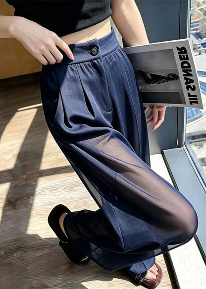 Bohemian Navy High Waist Sheer Tulle Pants Summer