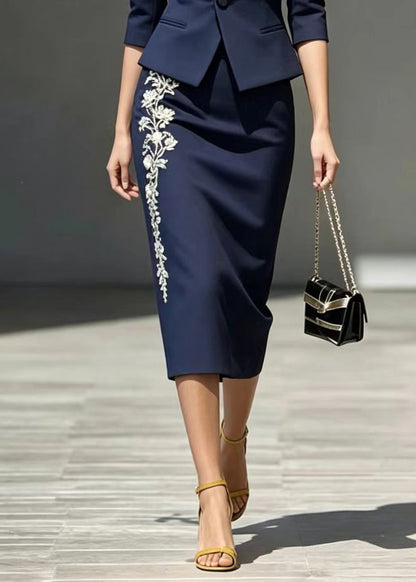 Bohemian Navy Notched Wraped Two Piece Suit Set Bracelet Sleeve