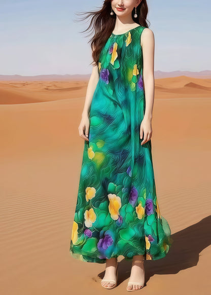 Bohemian Oversized Print Cotton Holiday Dress Sleeveless