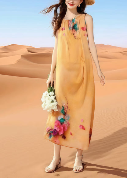 Bohemian Oversized Print Cotton Holiday Dress Sleeveless