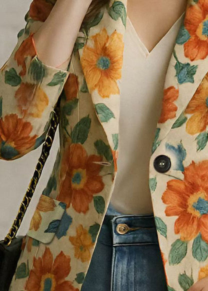 Bohemian Peter Pan Collar Print Cotton Suit Coat Fall