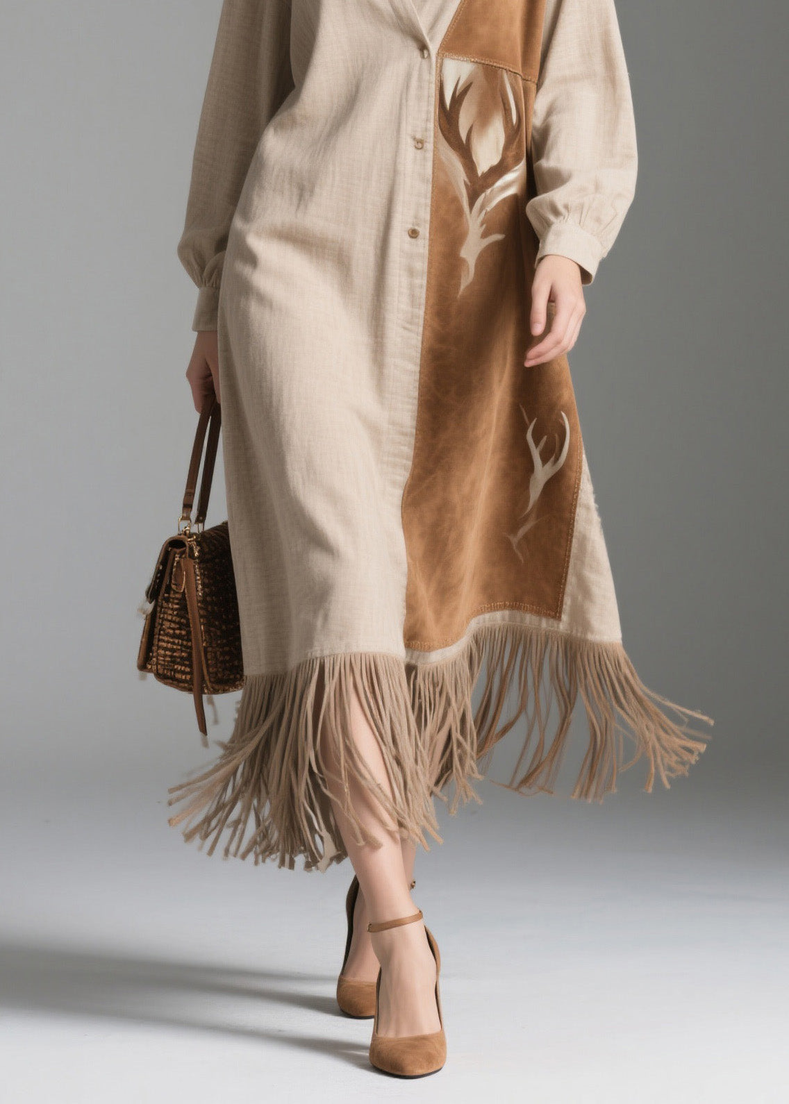 Bohemian Peter Pan Collar Tassel Patchwork Cotton Dresses Spring