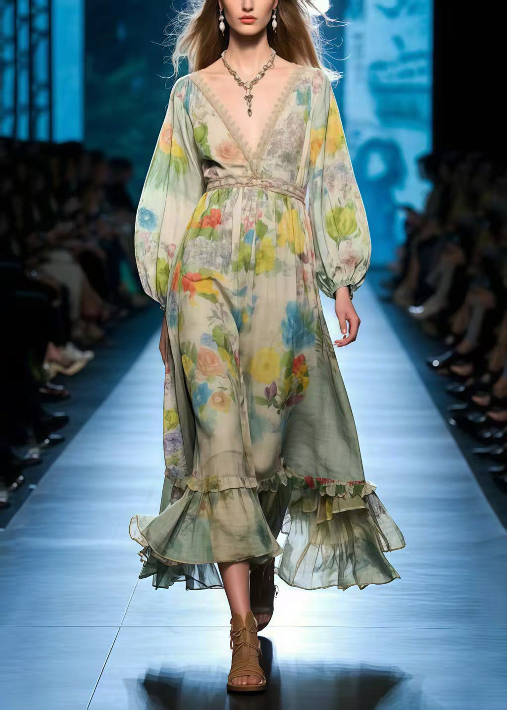 Bohemian Polychrome Print Cotton Party Dress Summer