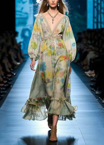 Bohemian Polychrome Print Cotton Party Dress Summer