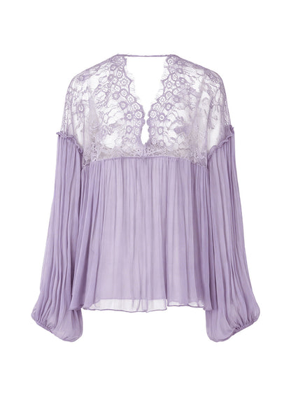 Bohemian Purple Oversized Patchwork Lace Shirts Summer