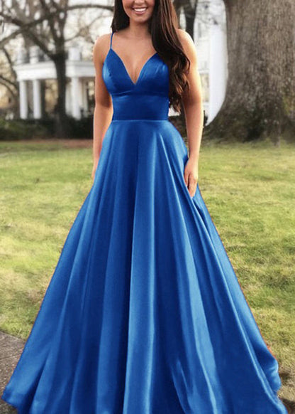 Bohemian Purple V Neck High Waist Solid Silk Spaghetti Strap Dress Sleeveless