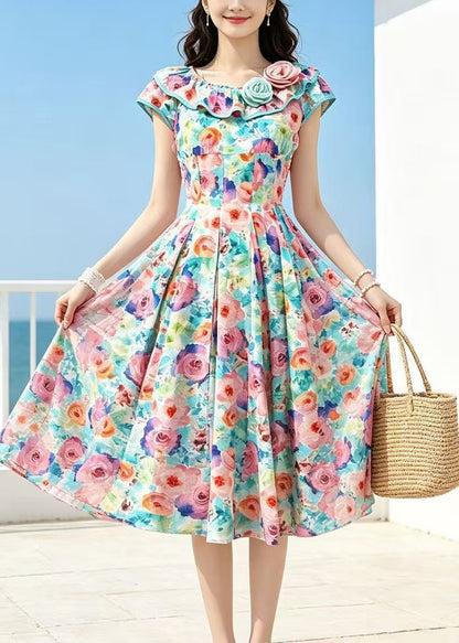 Bohemian Rainbow Floral Exra Large Hem Maxi Dresses Summer