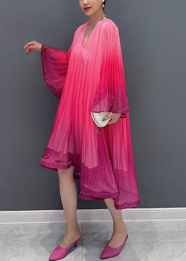 Bohemian Red V Neck Layered Long Dresses Fall