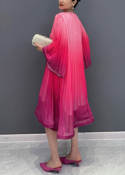 Bohemian Red V Neck Layered Long Dresses Fall