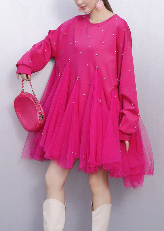 Bohemian Rose Oversized Patchwork Tulle Holiday Dress Spring