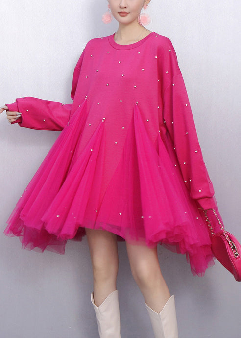 Bohemian Rose Oversized Patchwork Tulle Holiday Dress Spring