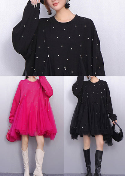 Bohemian Rose Oversized Patchwork Tulle Holiday Dress Spring