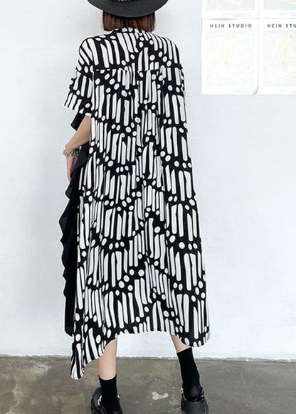 Bohemian Ruffles Patchwork Button Down Ankle Dress - SooLinen