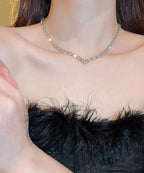 Bohemian Silk Sterling Silver Zircon V Shaped Necklace