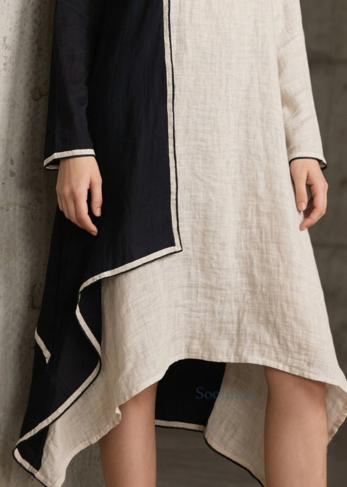 Bohemian White Asymmetrical Patchwork Cotton Maxi Dress Spring