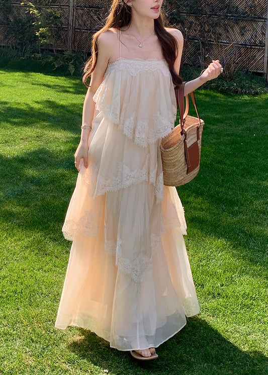 Bohemian White Exra Large Hem Patchwork Lace Sundress Summer
