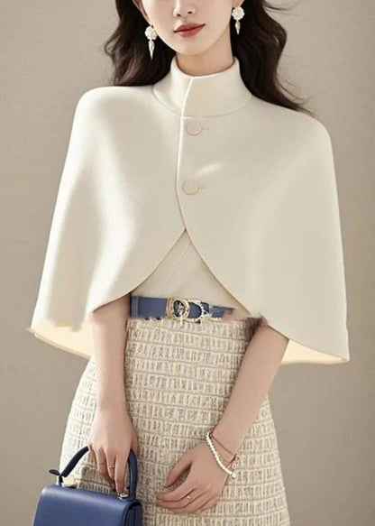 Bohemian White Stand Collar Woolen Jackets Cloak Sleeves