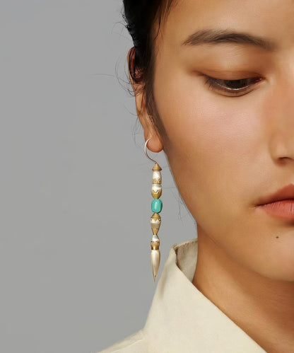 Bohemian White Sterling Silver Turquoise Drop Earrings