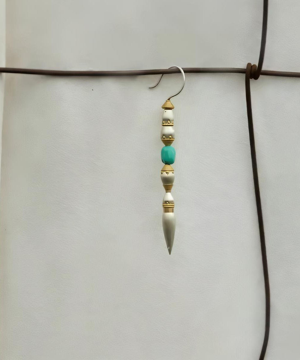 Bohemian White Sterling Silver Turquoise Drop Earrings