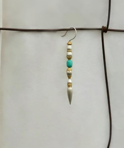 Bohemian White Sterling Silver Turquoise Drop Earrings