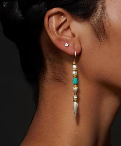 Bohemian White Sterling Silver Turquoise Drop Earrings