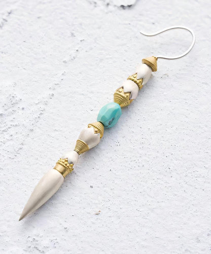 Bohemian White Sterling Silver Turquoise Drop Earrings