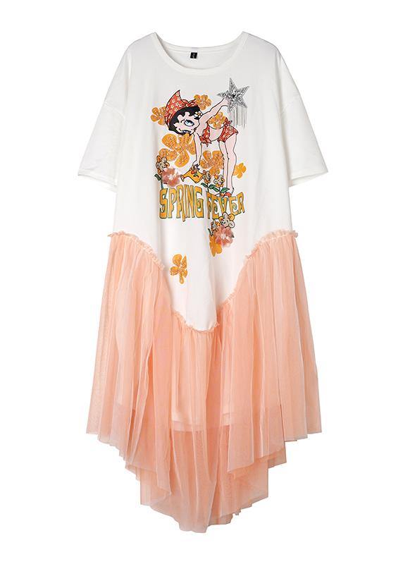 Bohemian black patchwork clothes asymmetric hem Maxi summer Dress - SooLinen