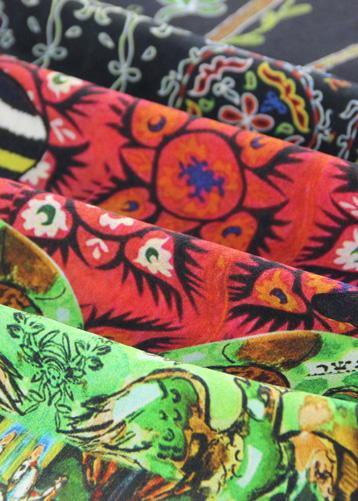 Bohemian o neck side open silk dress pattern multicolor Dress summer - SooLinen