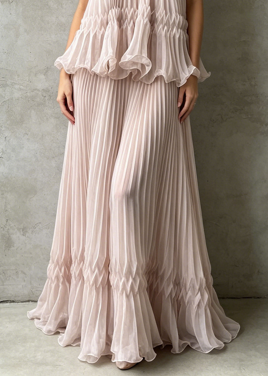 Boho Apricot Halter Backless Wrinkled Chiffon Party Dress Summer