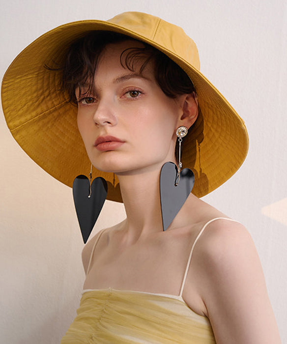 Boho Black Big Heart Exaggeration Alloy Drop Earrings