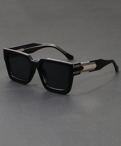 Boho Black Grey Resin Blue Square Light Blocking Sunglasses
